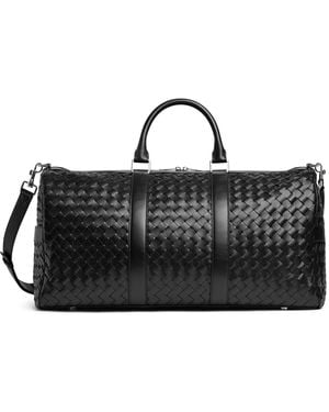 Bottega Veneta Large Leather Intrecciato Duffle Bag - Black