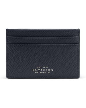 Smythson Panama Leather Card Holder - Blue