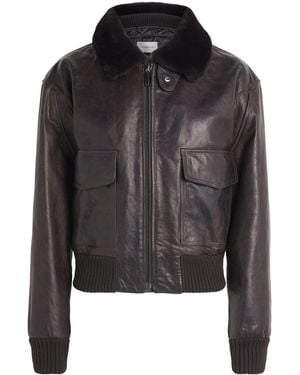 Victoria Beckham Aviator Leather Jacket - Black