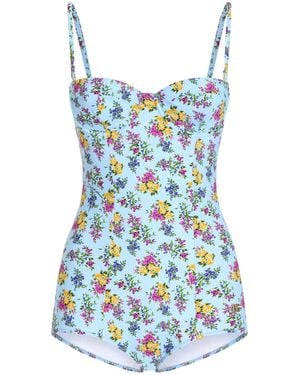 Dolce & Gabbana Floral Balconette Underwired Swimsuit - Blue