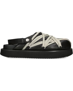 Rick Owens Leather Padded Megalace Mules - Black