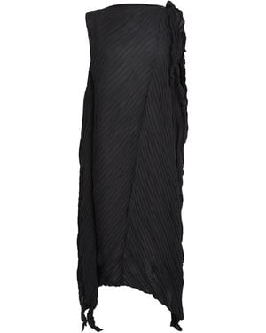 Issey Miyake Wrinkled And Twisted Midi Dress - Black