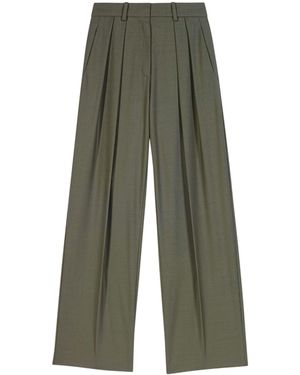 Maje Wool-Blend Pleated Trousers - Green