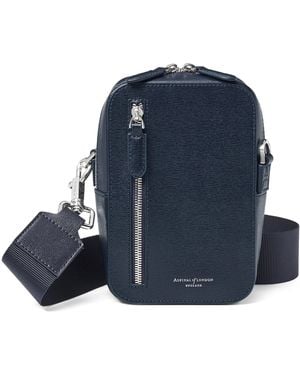 Aspinal of London Leather Reporter North South Cross-Body Bag - Blue