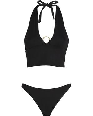 ‎Taller Marmo Ring-Gathered Crocodile Bikini - Black