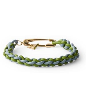 Prada Leather Braided Bracelet - Green