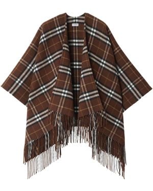 Burberry Check Wool Cashmere Cape - Brown
