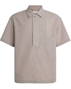 LE17SEPTEMBRE Cotton-Blend Seersucker Stripe Shirt - Grey