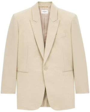 Saint Laurent Virgin Wool Oversized Blazer - Natural