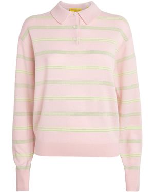 Guest In Residence Cashmere Collegiate Stripe Polo Jumper - Pink