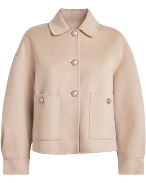 Maje Wool-Blend Cropped Jacket - Natural