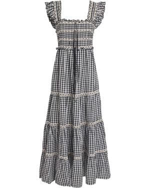 RIXO London Cotton Check Chandra Midi Dress - Gray