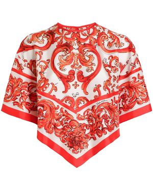 Dolce & Gabbana Silk Printed Handkerchief Top - Red