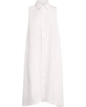 Eskandar Linen Sleeveless Midi Shirt Dress - White
