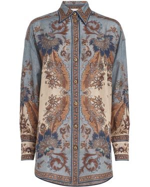 Zimmermann Silk Floral Print Ascension Shirt - Grey