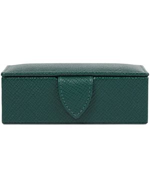 Smythson Panama Leather Cufflink Box - Green