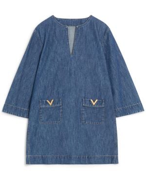 Valentino Denim Shift Mini Dress - Blue