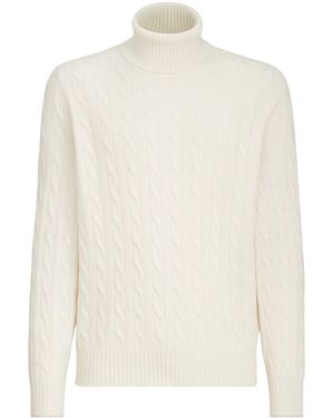 Brunello Cucinelli Cashmere Cable-Knit Rollneck Jumper - White