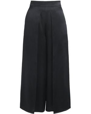 Eleventy Silk Pleated Cropped Trousers - Black