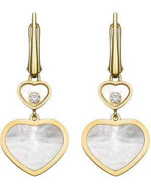 Chopard Diamond And Mother-Of-Pearl Happy Hearts Drop Earrings - Metallic