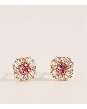 Suzanne Kalan Sapphire And Diamond Flower Stud Earrings - Pink
