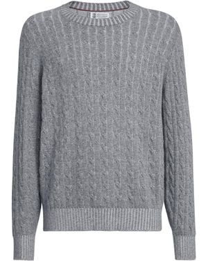 Brunello Cucinelli Cashmere Cable-Knit Jumper - Grey