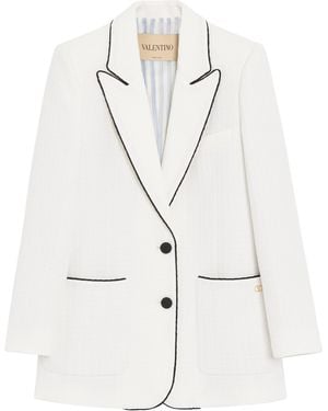 Valentino Cotton Tweed Blazer - White
