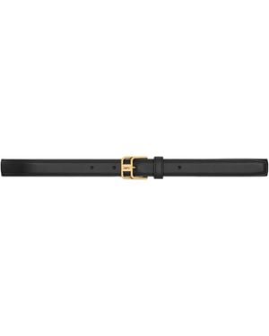 Saint Laurent Leather Double-Buckle Cassandre Belt - White