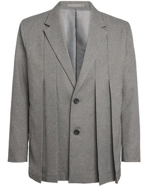 IM MEN Tweed Pleated Blazer - Grey