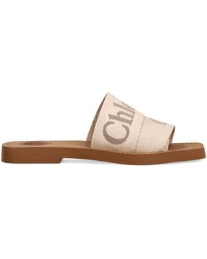 Chloé Canvas Jacquard Woody Sandals - Natural