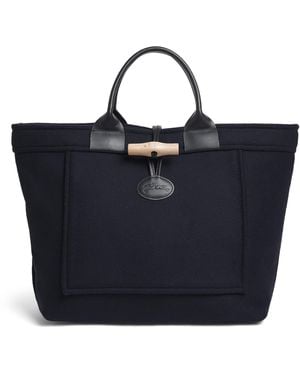 Longchamp Large Canvas Le Roseau Tote Bag - Blue