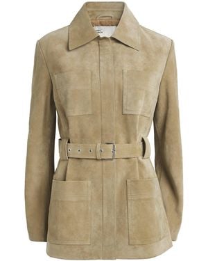 Tory Burch Suede Belted Jacket - Natural