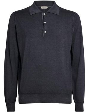 Canali Wool-Silk Polo Jumper - Blue