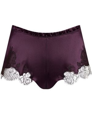 Carine Gilson Silk Lace-Trim Shorts - Purple