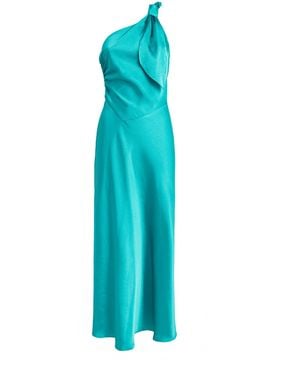 Sandro Satin Asymmetric Midi Dress - Blue