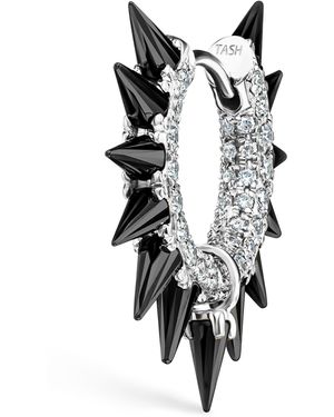 Maria Tash Moissanite Mohawk And Diamond Pavé Hoop Earring - White