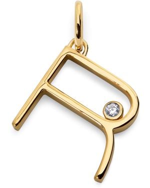 Monica Vinader Vermeil And Diamond R Initial Pendant - Metallic