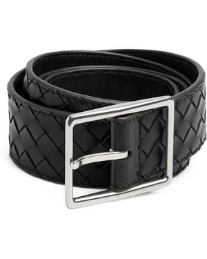 Bottega Veneta Leather Intrecciato Piccolo Belt - Black