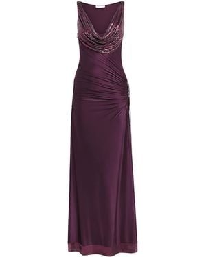 Rabanne Chainmail Cowl-Neck Gown - Purple