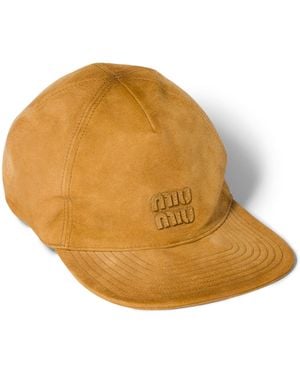 Miu Miu Suede Logo Baseball Cap - Natural