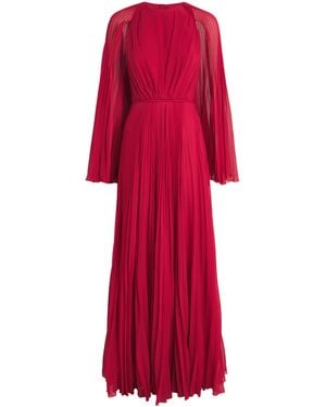 Giambattista Valli Silk-Georgette Pleated Gown - Red