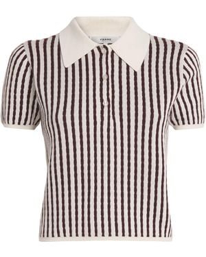 FRAME Cashmere-Silk Stripe The Cable Polo Shirt - White