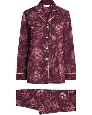 Derek Rose Cotton Floral Ledbury Pajama Set - Purple