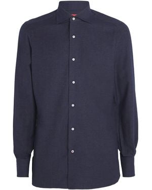 Isaia Cotton-Cashmere Jersey Shirt - Blue