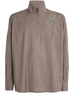 Emporio Armani Virgin Wool Canvas Shirt - Brown