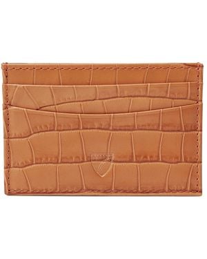 Aspinal of London Leather Croc-Embossed Slim Card Holder - Brown