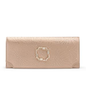 Malone Souliers Embellished Satin Vivien Clutch Bag - Natural