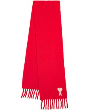 Ami Paris Alpaca-Blend Ami De Coeur Scarf - Red