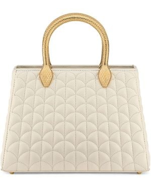 BVLGARI Leather Serpentine Duo Top-Handle Bag - Natural