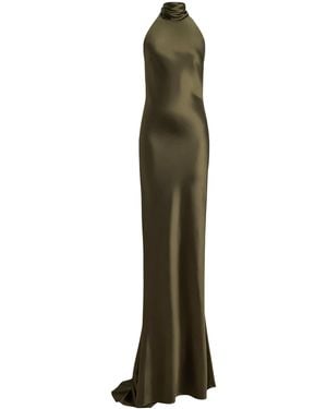 Ralph Lauren Satin Chilton Maxi Dress - Green